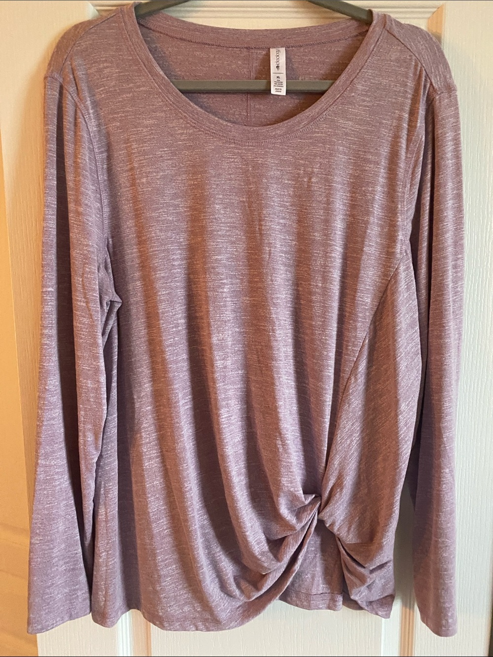 Ideology Light Mauve Twist-Front Long-Sleeve Top